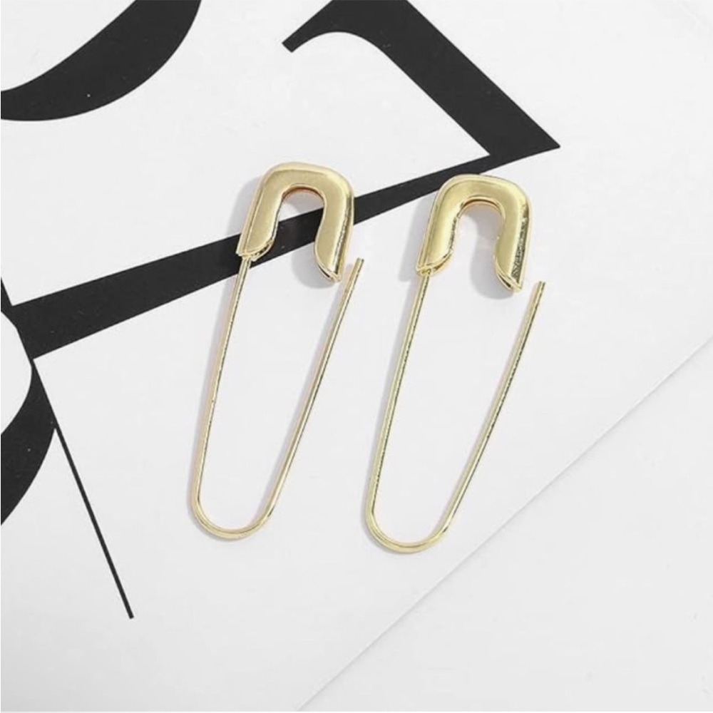 Gold Safety Pin Earrings